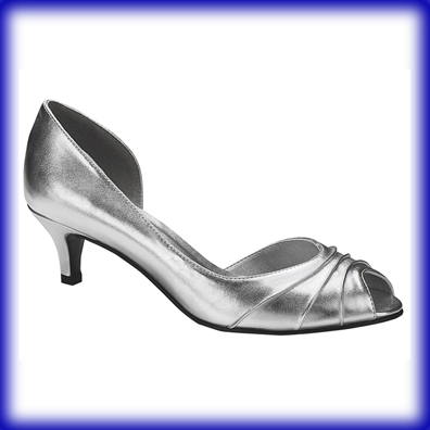 Abby Silver Low Heel Evening Shoes