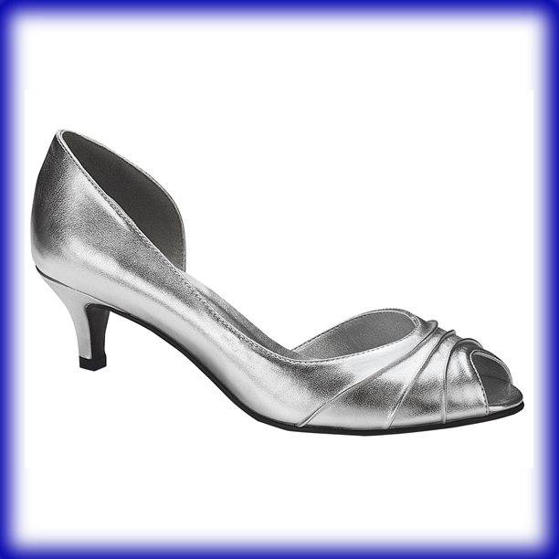 Abby Silver Low Heel Evening Shoes