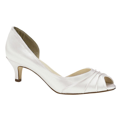 Abby White Low Heel Evening Shoes