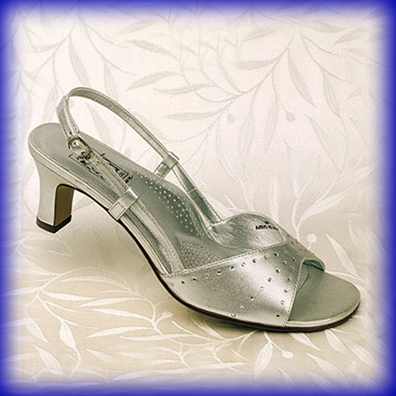 Adelle Silver Mid Heel Evening Shoes