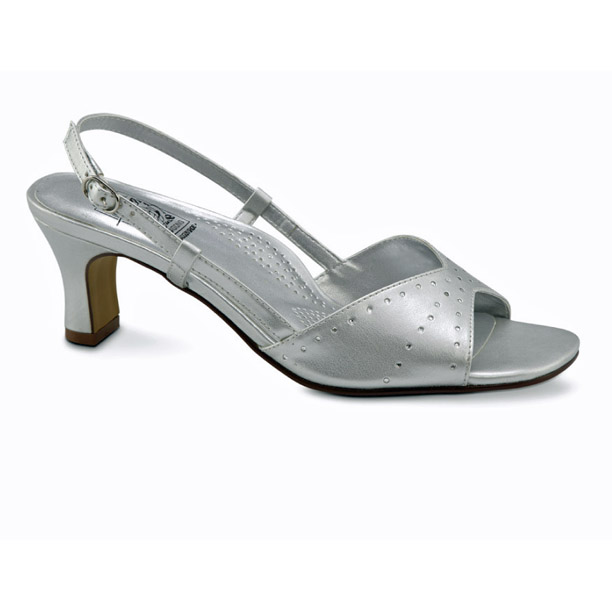 Closeup of Adelle Silver Mid Heel Evening Shoes