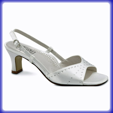 Adelle White Satin Mid Heel Bridal Shoes