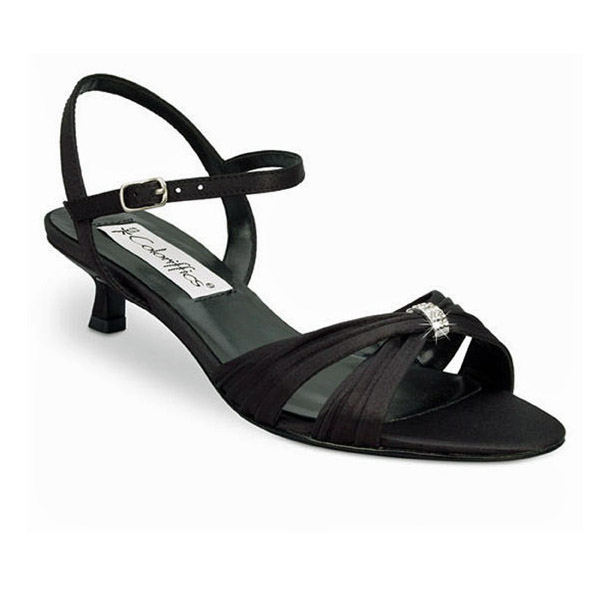 Andie Low Heel Black Satin Evening Shoes
