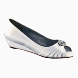 Anette White Satin Low Heel Evening Shoes