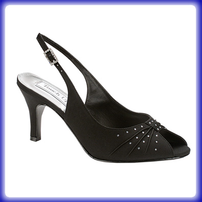 Angie Black Mid Heel Evening Shoes