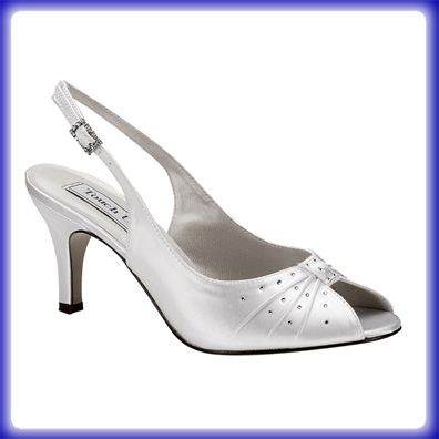 Angie White Satin Mid Heel Bridal Shoes