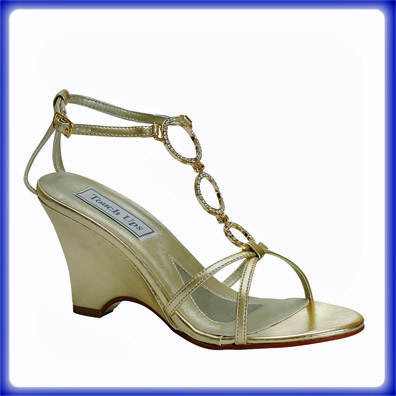 Arlene Gold Mid Heel Evening Shoes