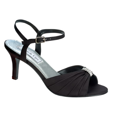 Aspen Black Satin Mid Heel Evening Shoes