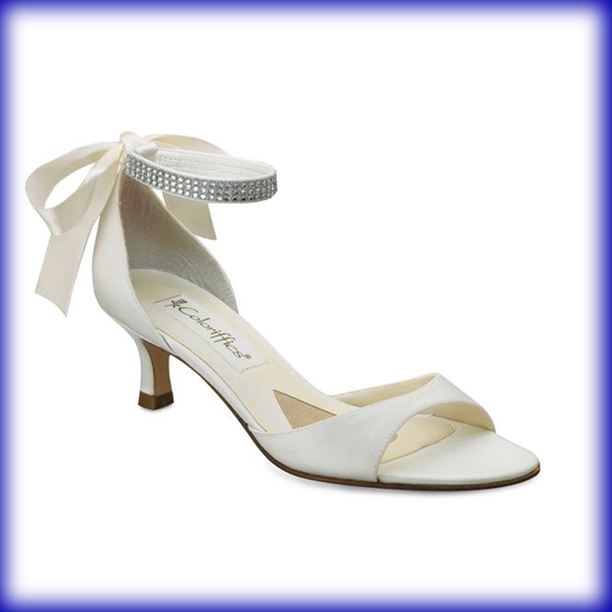 Closeup of Carmen Ivory Low Heel Evening Shoes