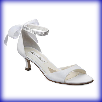 Carmen White Low Heel Bridal Shoes