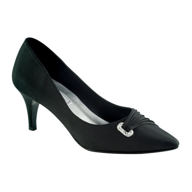 Chandra Black Mid Heel Evening Shoes