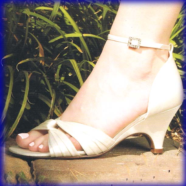 Claudia Ivory Mid Heel Bridal Shoes