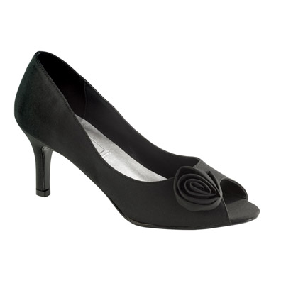 Dakin Black Satin Mid Heel Evening Shoes