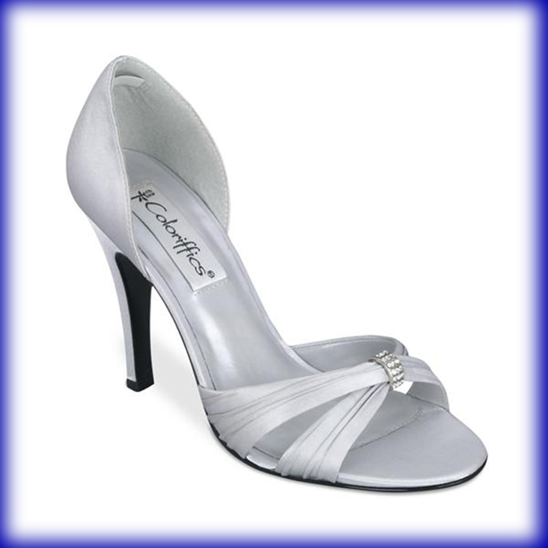 Closeup of Desire Silver High Heel Evening Shoes