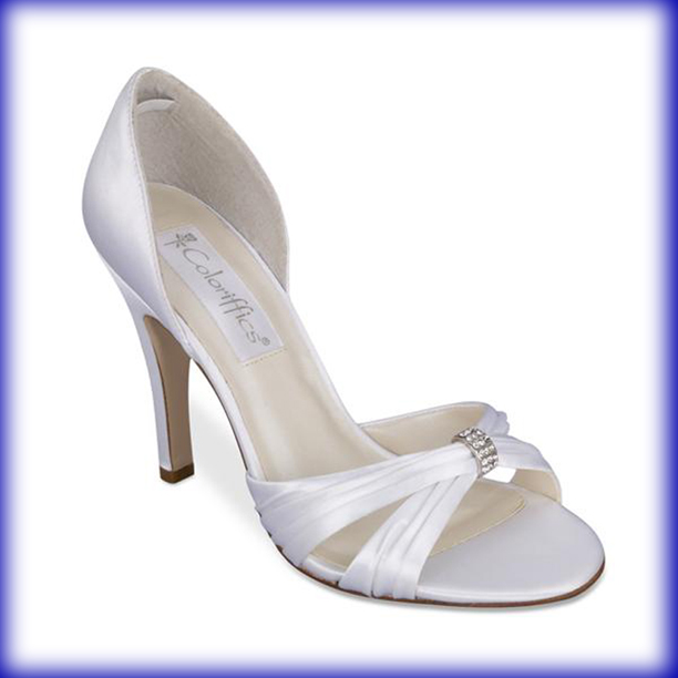 Closeup of Desire White High Heel Bridal Shoes