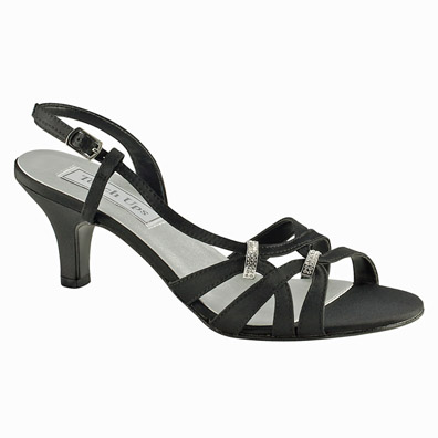 Donetta Black Satin Mid Heel Evening Shoes