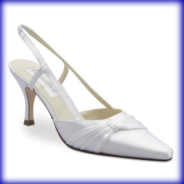 Closeup of Donna White Mid Heel Bridal Shoes