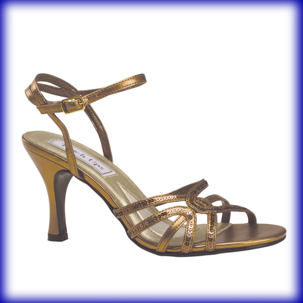 Closeup of Dre Bronz Mid Heel Evening Shoes