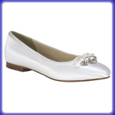 Ellie White Satin Low Heel Bridal Shoes