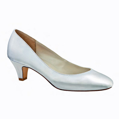 Fran White Satin Mid Heel Wedding Shoes