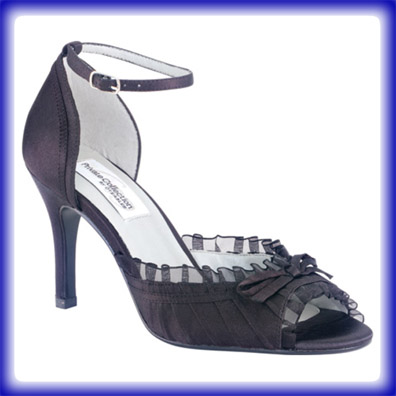 Frilly Black Hiigh Heel Evening Shoes