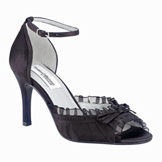 Frilly Black High Heel Evening Shoes