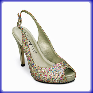 Gala Gold Multi Glitter High Heel Evening Shoes