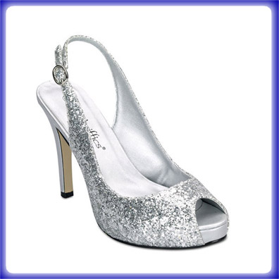 silver evening shoes