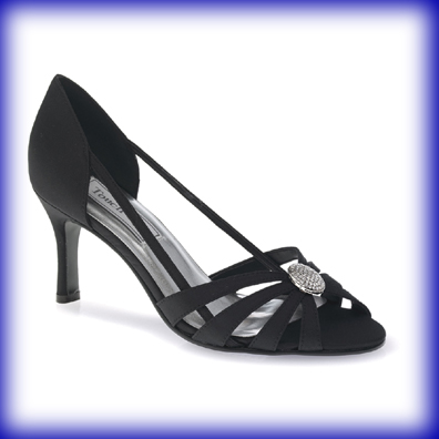 Gemini Black Mid Heel Evening Shoes