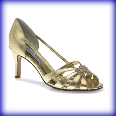 Gemini Gold Mid Heel Evening Shoes
