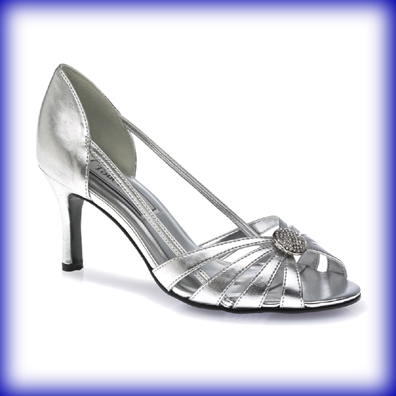 Gemini Silver Mid Heel Evening Shoes