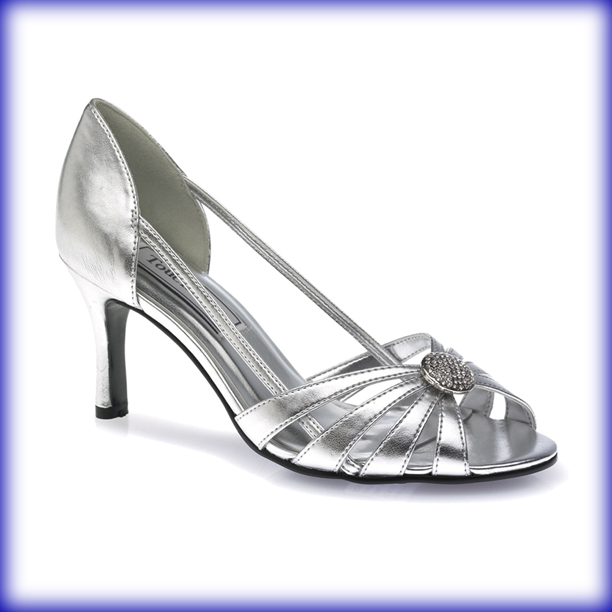 Gemini Silver Mid Heel Evening Shoes