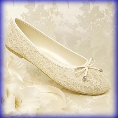 Glamour Ballet Ivory Flat Heel Evening Shoes View larger image 