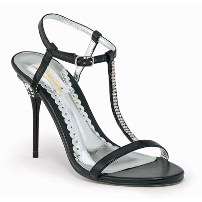 Greta Black Patent Sky High Heel Evening Shoes