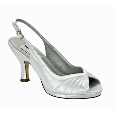 Hannah White Dyeable Mid Heel Wedding Shoes