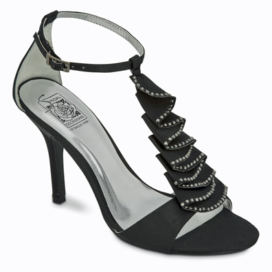 Holly Black Satin Sky Hi Heel Evening Shoes