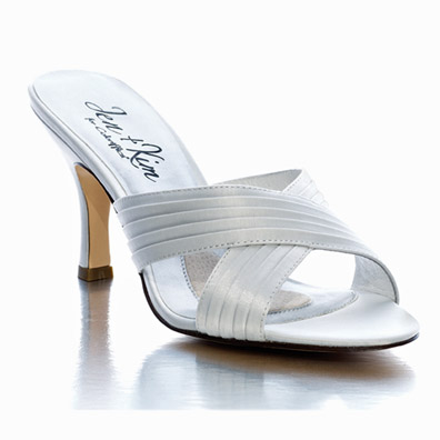 I Do White Matte Satin High Heel Bridal Shoes