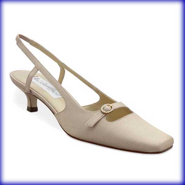 Jackie Gold Low Heel Evening Shoes
