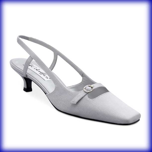Jackie Silver Low Heel Evening Shoes
