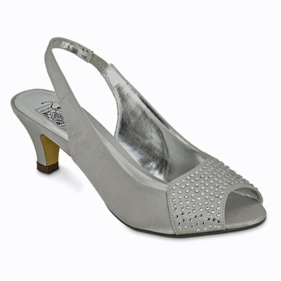 Jada Silver Satin Mid Heel Evening Shoes
