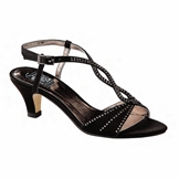 Jess Black Satin Mid Heel Evening Shoes