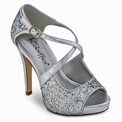 Jessica Silver Glitter Sky High Heel Evening Shoes