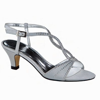 Jess Silver Satin Mid Heel Evening Shoes