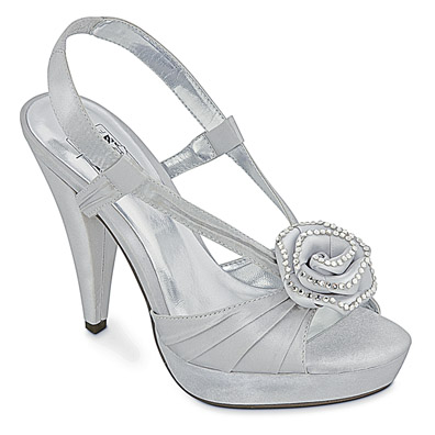 Silver High Heel Shoes on Jolie Silver Satin Sky High Heel Evening Shoes