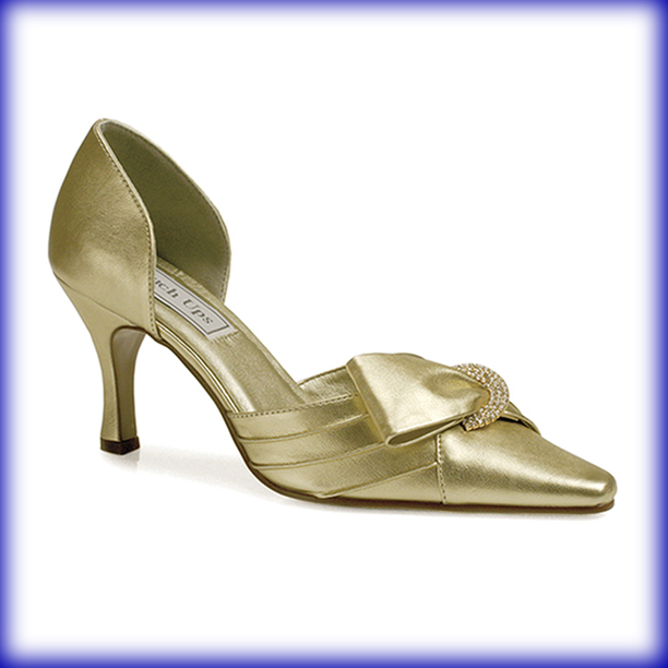 Katrina Gold Mid Heel Evening Shoes