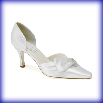 Katrina White Satin Mid Heel Bridal Shoes