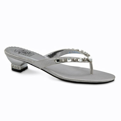 Kenda Silver Low Heel Evening Shoes