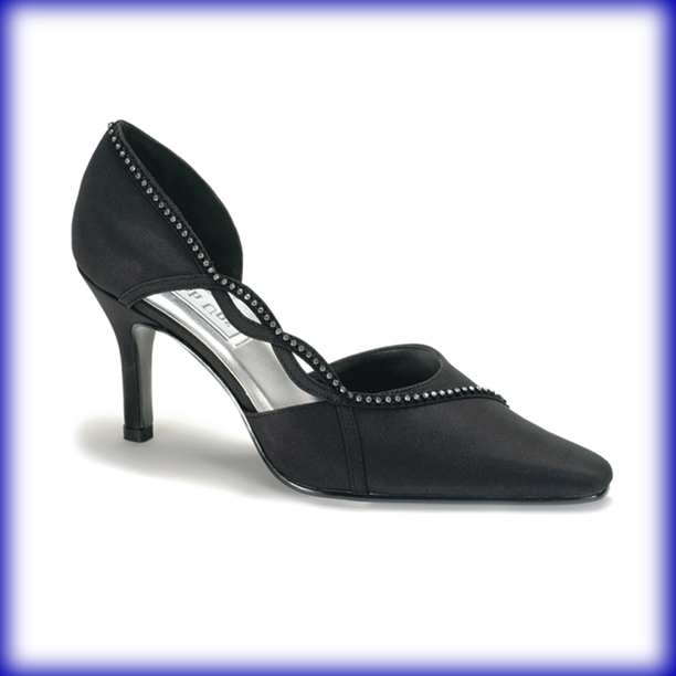 Kendra Black Mid Heel Evening Shoes