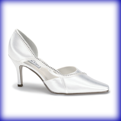 Kendra White Satin Mid Heel Bridal Shoes
