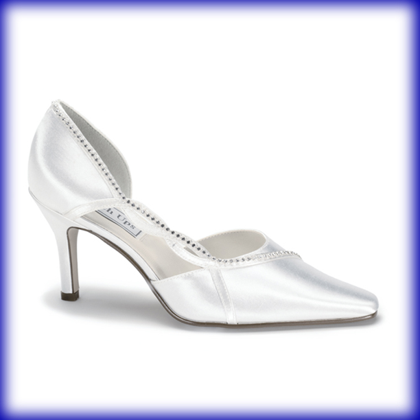 Kendra White Satin Mid Heel Bridal Shoes